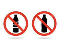 No plastic bottle vector icon. Stop plastic contamination. Plastic free icon