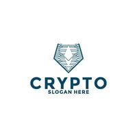 Digital Crypto currency logo with Blockchain technology. Financial technology or fintech logo template vector