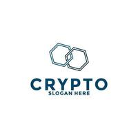 Digital Crypto currency logo with Blockchain technology. Financial technology or fintech logo template vector