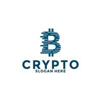 Digital Crypto currency logo with Blockchain technology. Financial technology or fintech logo template vector