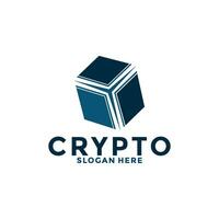 Digital Crypto currency logo with Blockchain technology. Financial technology or fintech logo template vector