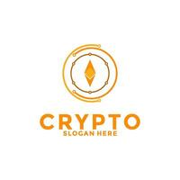 Digital Crypto currency logo with Blockchain technology. Financial technology or fintech logo template vector