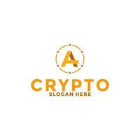 Letter TA or AT Digital Crypto currency logo with Blockchain technology. Financial technology or fintech logo template vector