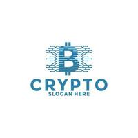 Digital Crypto currency logo with Blockchain technology. Financial technology or fintech logo template vector