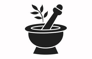 Pestle and mortar illustration vector logo,Illustration of mortar pestle simple icon logo for any design