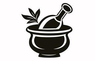 Pestle and mortar illustration vector logo,Illustration of mortar pestle simple icon logo for any design