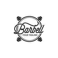 barbell sport logo. vintage and badge concept vector