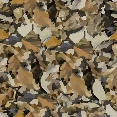 Realistic camouflage Seamless forest pattern. Branches and Oak leaves. Useable for hunting and wildlife photography purposes. Seamless vector illustration. Clothing style masking camo repeat print.