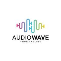 Sound wave template logo music dj audio system. Brand identity. Clean and modern style design vector