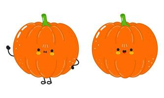 Cute funny Pumpkin character. Vector hand drawn cartoon kawaii character illustration icon. Isolated on white background. Happy Pumpkin character concept