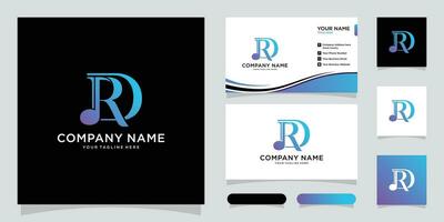 Initial RD letter with music vector logo and business card design template