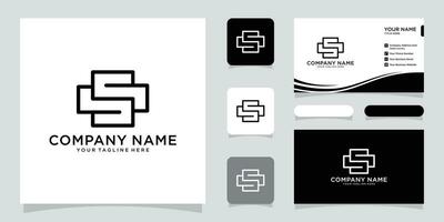 Initial letter SS or S minimalist art monogram shape logo with business card design vector