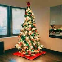 Christmas tree equipped with accessories photo