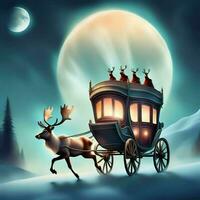 reindeer pulling a carriage, christmas day photo
