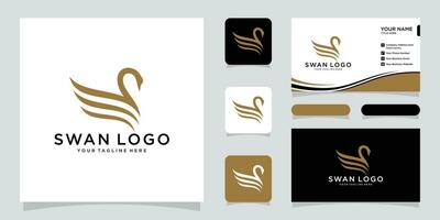 Swan logo icon vector illustration design template with business card design