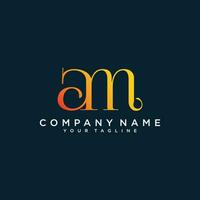 AM or MA Letter Logo Design Template Vector