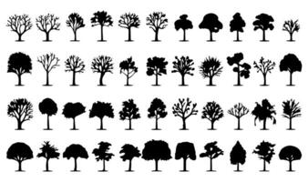 conjunto de arboles siluetas vector ilustración aislado en blanco antecedentes.