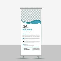 modern blue and red roll up banner design vector