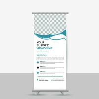 modern blue and red roll up banner design vector