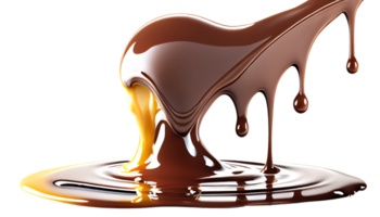 AI generated Spoon with melted chocolate on transparent background, created with generative AI technology png