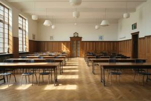 AI generated empty classroom due to coronavirus pandemic photo