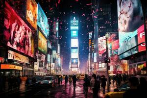 AI generated people walking on japan street at nighttime photo