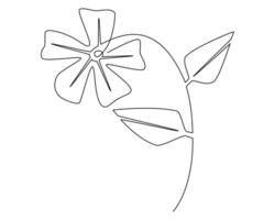 Continuous one simple single abstract line drawing flower icon. Linear stylized. vector