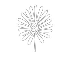 Continuous one simple single abstract line drawing of a flower icon in silhouette on a white background. Linear stylized. vector