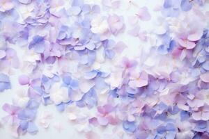 AI generated Lilac and periwinkle flowers background. Pastel floral violet and purple backdrop. Generative AI photo