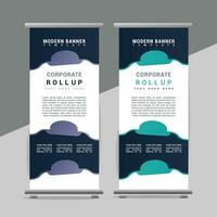 vector Roll up banner template with modern shapes