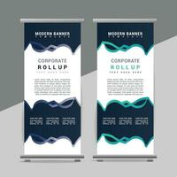 vector Roll up banner template with modern shapes