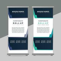 vector Roll up banner template with modern shapes