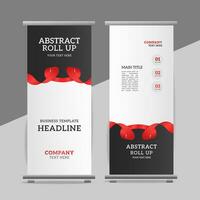 creative red ribbon roll up banner vector