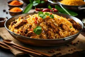 ai generado indio comida - Biryani - pollo - arroz - curry - curry arroz - curry arroz foto