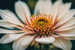 ai generado un blanco flor con amarillo estambre foto