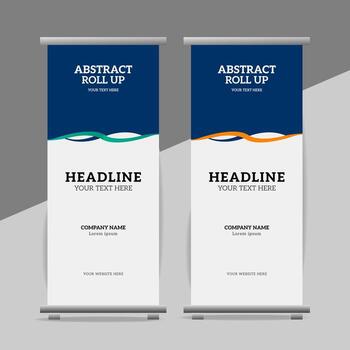 modern roll up banner template with abstract design vector