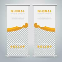 Modern roll up banner design template. flyer. pull up. presentation. brochure. poster. advertisement. print media vector