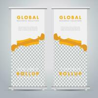 Modern roll up banner design template. flyer. pull up. presentation. brochure. poster. advertisement. print media vector