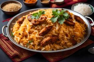 ai generado indio pollo Biryani receta foto