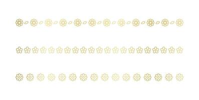Gold floral separators border, text dividers set. Line borders botanical luxury design element. vector