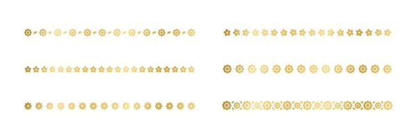 Gold floral separators border, text dividers set. Line borders botanical luxury design element. vector
