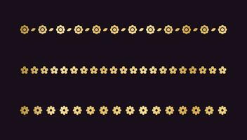 Gold floral separators border, text dividers set. Line borders botanical luxury design element. vector