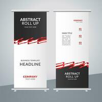 modern roll up banner template with abstract design vector