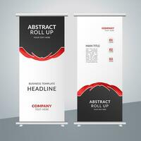 modern business roll up banner design with red ribbon vector