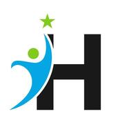 Letter H Bio Logo, Health Care Symbol, Healthy Logotype, Care Sign vector