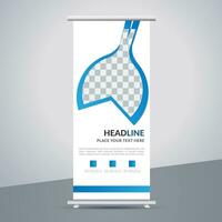 modern roll up banner template with abstract design vector