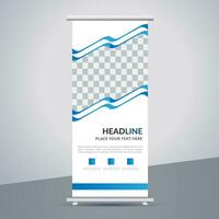 modern roll up banner template with abstract design vector