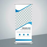 modern roll up banner template with abstract design vector