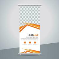 modern roll up banner template with abstract design vector