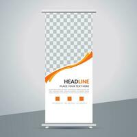 modern roll up banner template with abstract design vector